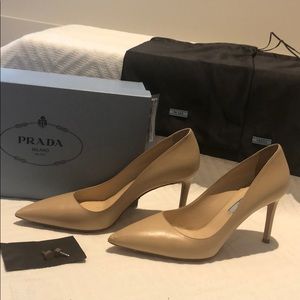 Prada 3 1/2 inch Nude Pumps